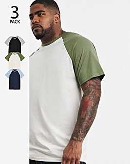 3 Pack Multi Raglan T-Shirts