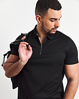 Pure Cotton Jersey Zip Neck Polo Long