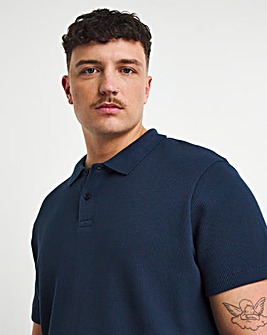 Relaxed Fit Waffle Textured Polo Long