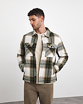 Green Check Quilted Lined Shacket
