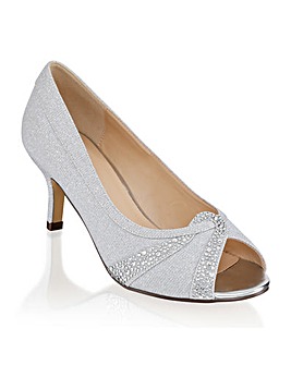 wide fitting silver evening shoes