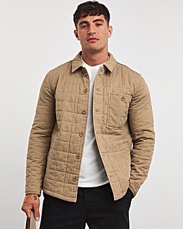 Tan Cotton Quilted Shacket