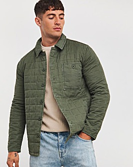 Khaki Cotton Quilted Shacket