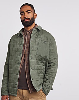 Khaki Cotton Quilted Shacket