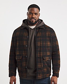 Black Check Quilted Lined Shacket