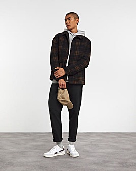 Black Check Quilted Lined Shacket