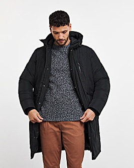 Black Padded Parka with Hood