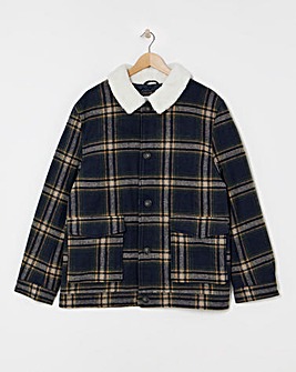 Borg Collar Check Shacket