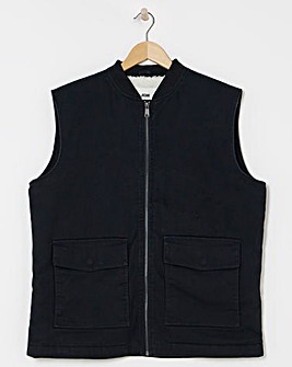 Navy Borg Lined Gilet