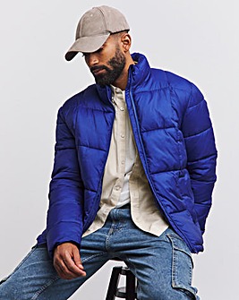 Blue Square Quilt Puffer Jacket