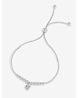 Simply Silver Sterling Silver 925 Polished Textured Heart Bracelet