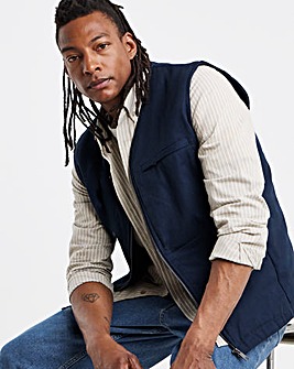 Navy Twill Washed Gilet