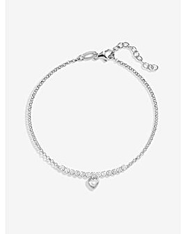 Simply Silver Sterling Silver 925 Cubic Zirconia Mini Tennis Heart Bracelet