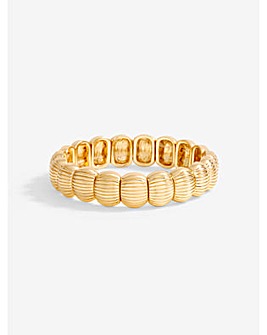 Mood Gold Polished Ridged Stretch Bracelet