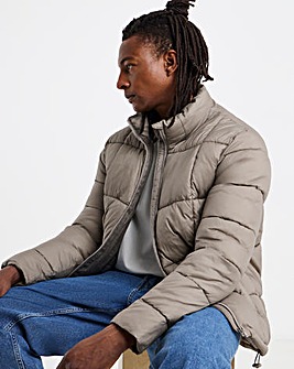 Neutral Square Quilt Puffer Jacket