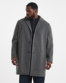 Grey Wool Blend Mid Length Overcoat