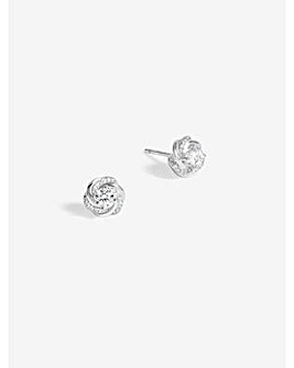 Simply Silver Sterling Silver 925 Polished And Cubic Zirconia Knot Stud Earrings