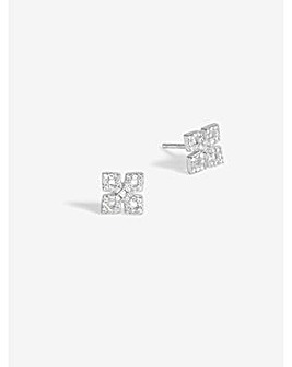 Simply Silver Sterling Silver 925 Cubic Zirconia Floral stud Earrings