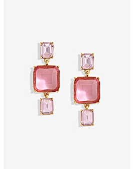 Mood Gold Pink Facet Three Drop Earrings