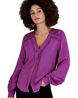 Monsoon Hope Lace Trim Top