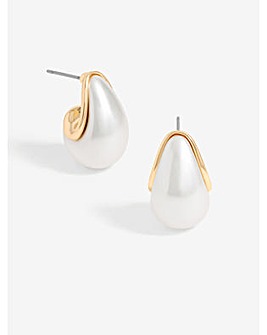 Mood Gold Pearl Dome Hoop Earrings