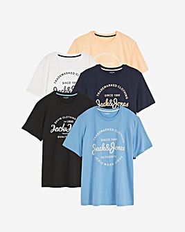 Jack & Jones Forest 5 Pack Crew Neck T-Shirts