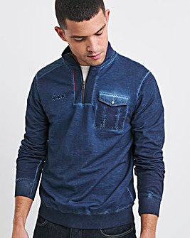 Joe Browns 1/4 Zip Acid Wash Sweatshirt