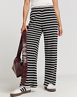 Stripe Jersey Crochet Wide Leg Trousers