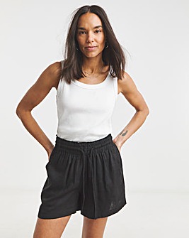 Black Tie Waist Linen Shorts