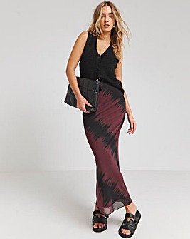 Burgundy Tie Dye Maxi Skirt