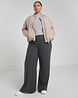 Charcoal Cosy Ribbed Wide Leg Trousers