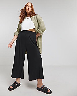 Black Jersey Wide Leg Culottes