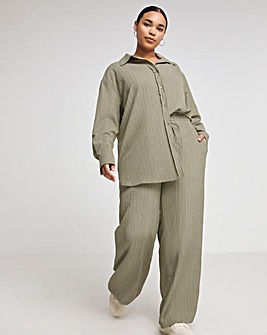 Sage Textured Wide Leg Trousers