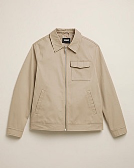 Stone Zip Up Smart Harrington Jacket