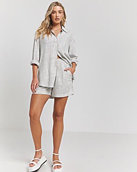 Stripe Tie Waist Linen Shorts