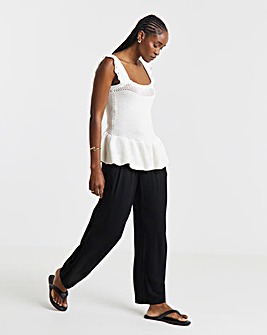 Simply Be Black Crinkle Wide Leg Trousers