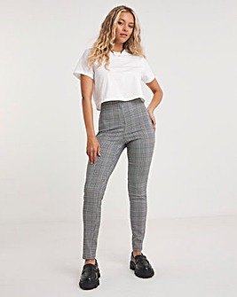 Checked High Waisted Skinny Trousers in Stretch