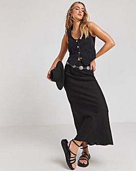 Black Linen Maxi Skirt