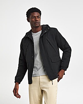 Black Hooded Zip Up Jacket