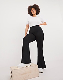 Value Black Jersey Flared Trouser