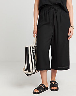 Black Tie Waist Linen Culottes