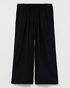 Simply Be Black Tie Waist Linen Culottes