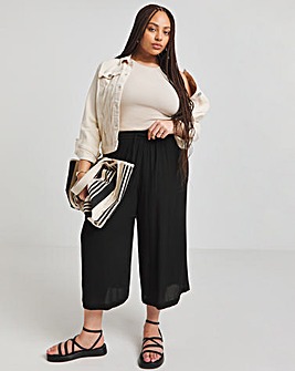 Black Tie Waist Crinkle Culottes