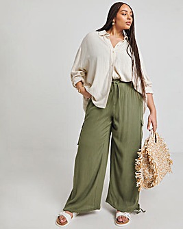 Khaki Crinkle Utility Trousers