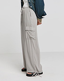 Grey Crinkle Utility Trousers