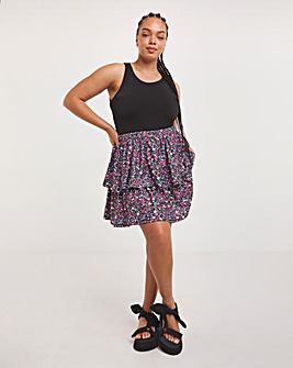 Textured Jersey Tiered Skirt