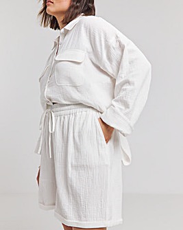 White Cheesecloth Shorts