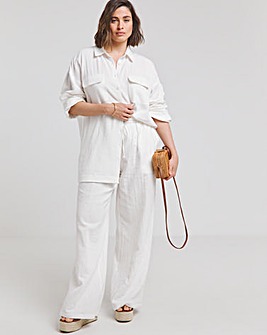 White Cheesecloth Wide Leg Trousers