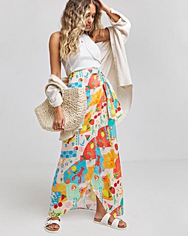 Printed Wrap Midaxi Skirt