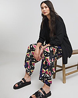 Geo Print Satin Wide Leg Trousers